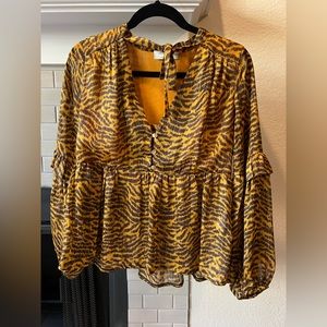 Opulence Paris Blouse. Beautiful blouse with gold and dark purple detail.